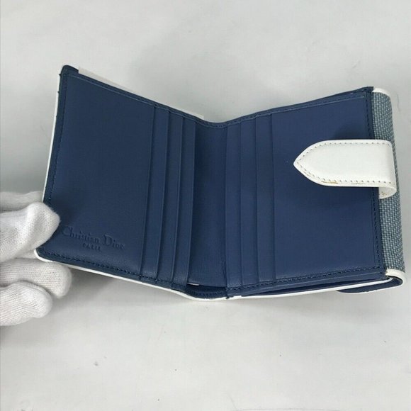 Dior Bicolor logo Double Snap Compact wallet Folded wallet Canvas/Leather blue - Picture 6 of 16